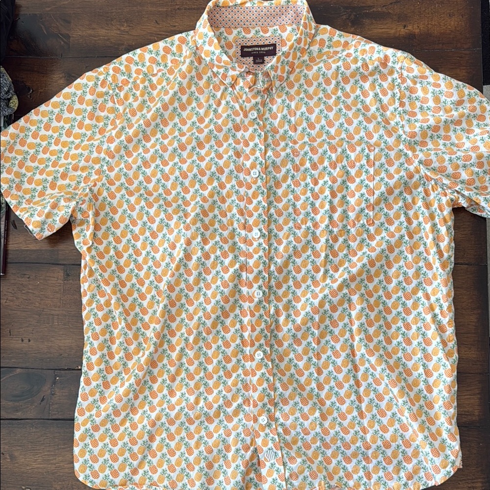 Johnston & Murphy Orange White Casual Button Down Shirt